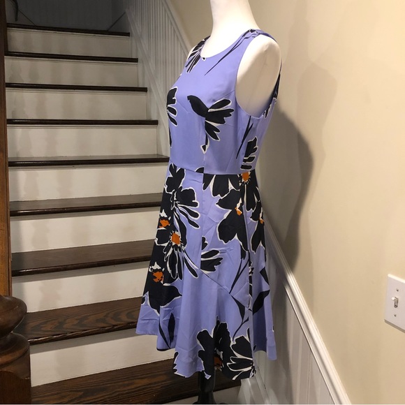JCREW Lilac Navy Large Floral Sleeveless Round Neck Fit & Flare Dress Sz 6 NWT - Picture 11 of 13